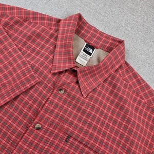 The North Face Red Plaid Short Sleeve Shirt Men's XL Button Up Active Outdoors